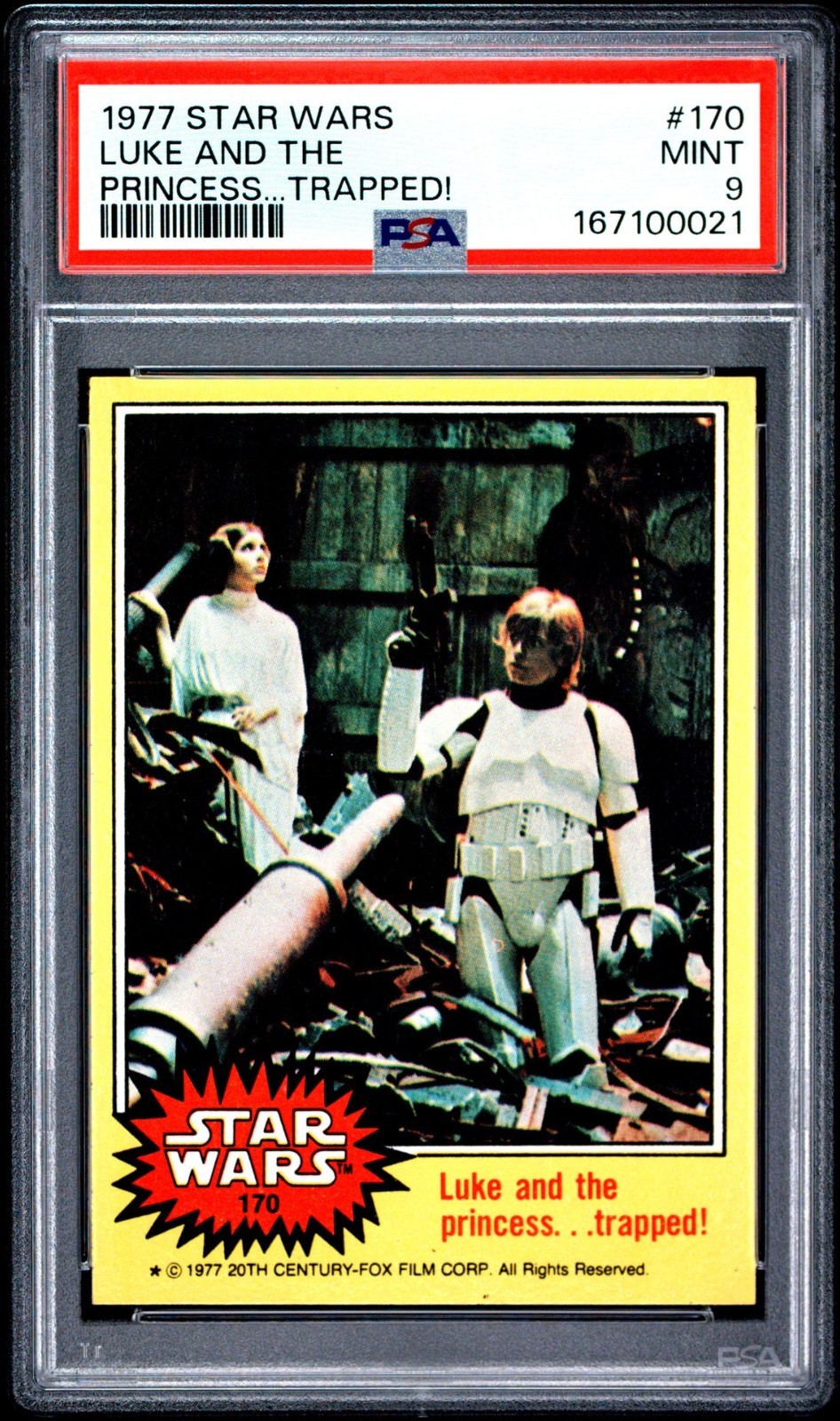 1977 Topps STAR WARS #170  Luke and the Princess... Trapped PSA 9 MINT
