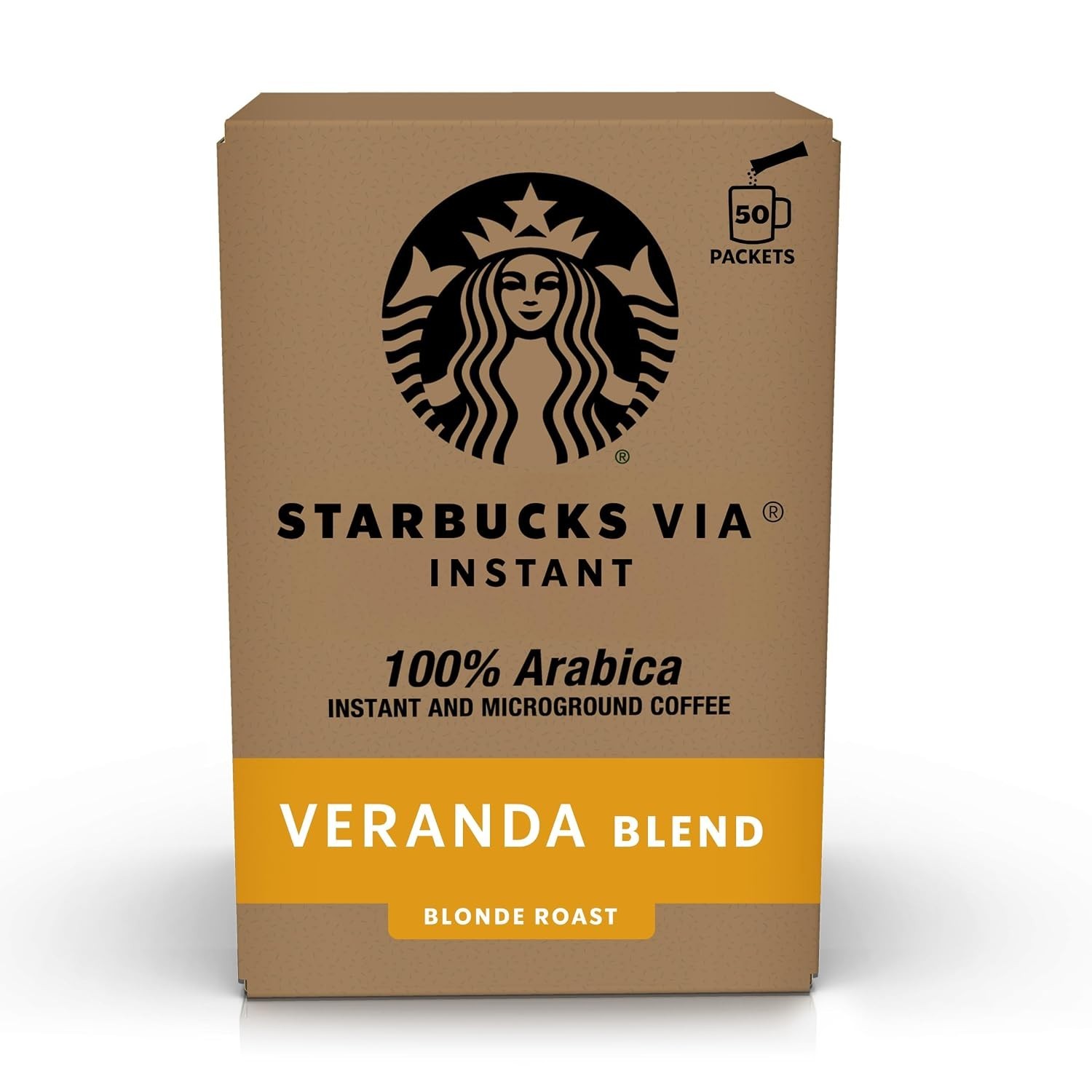 VIA Instant Coffee, Light Roast Coffee, Veranda Blend, 100% Arabica, Single-Serv