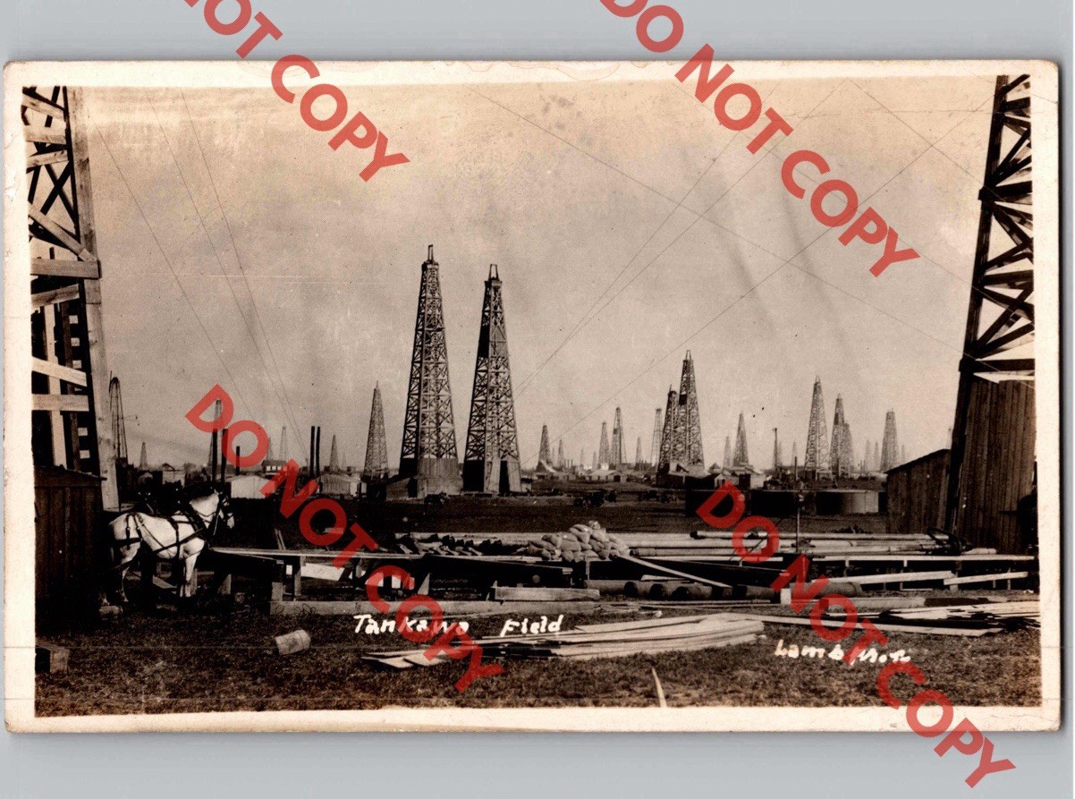 c1923 Tankawa Oil Field Wells PERRY Oklahoma OK RPPC Real Photo Postcard