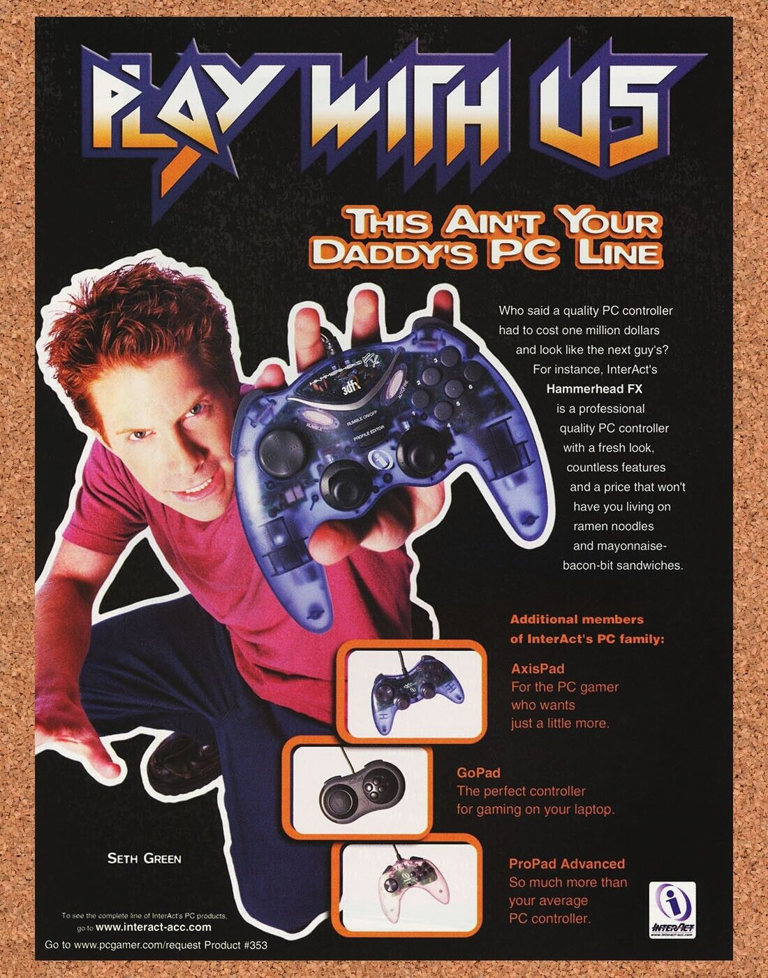 Hammerhead FX Game Pad Original 2001 Ad Authentic Seth Green Video Game Promo