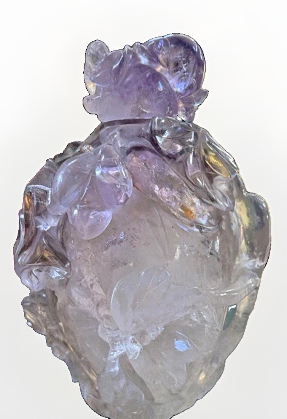 Antique Qing era Chinese Carved Amethyst bottle with  Stopper – 4\