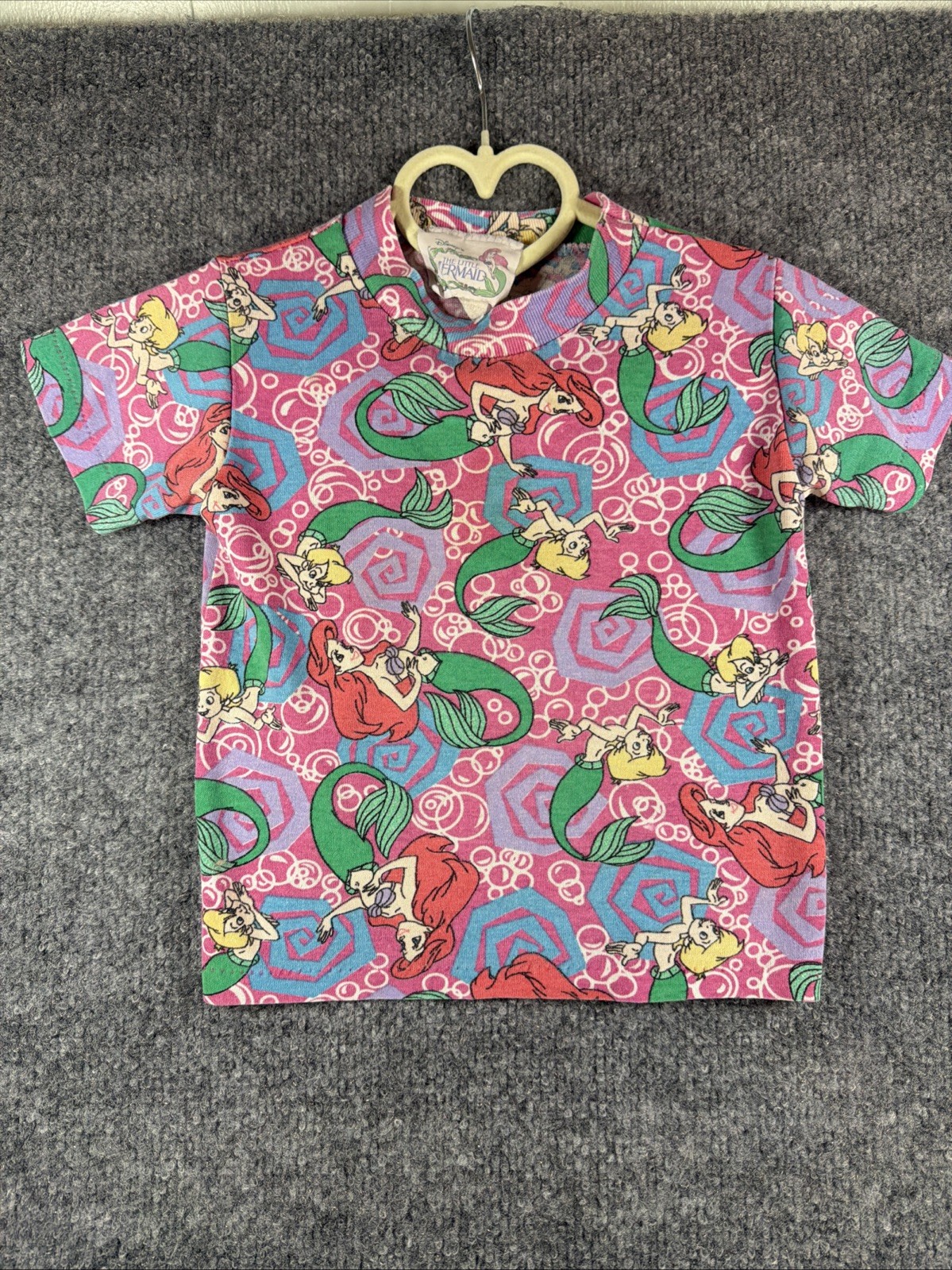 Vtg 90s Disney The Little Mermaid AOP T Shirt 3T Single Stitch Made In USA Ariel