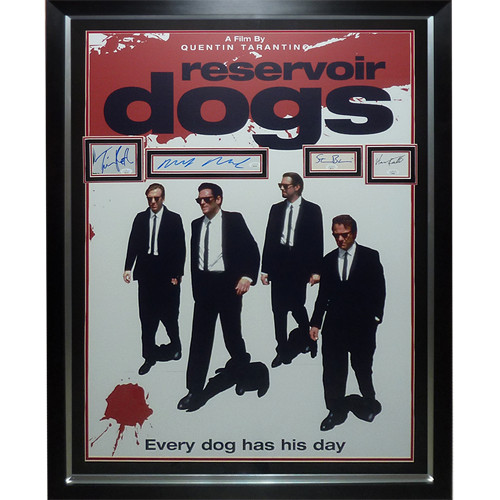 Reservoir Dogs Full-Size Movie Poster Deluxe Framed with 4 Cast Autographs - JSA