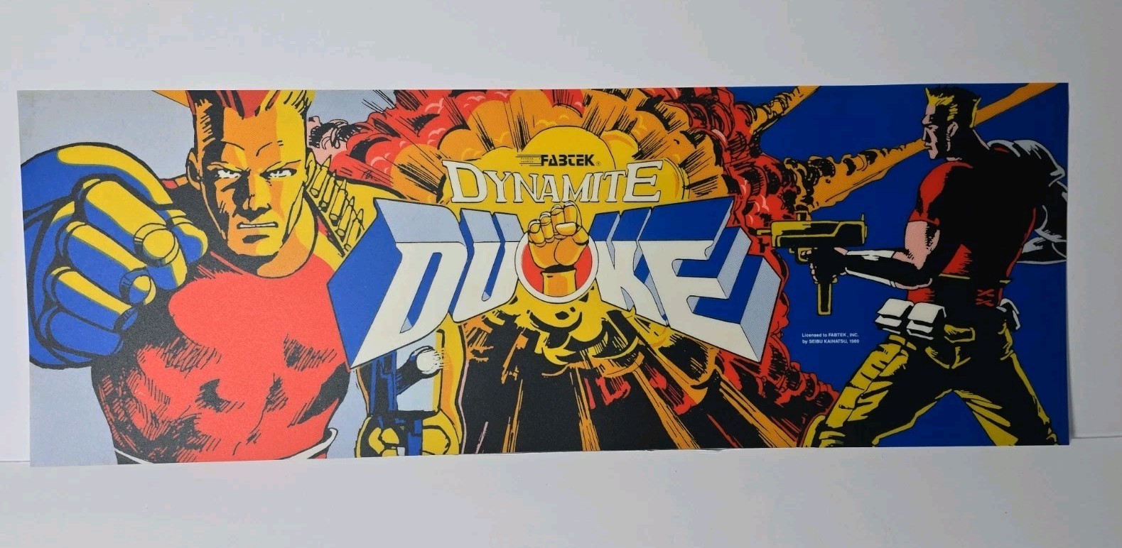 Fabtek Dynamite Duke Siebu Kaihatsu 1989 Arcade New Old Stock Marquee Translite