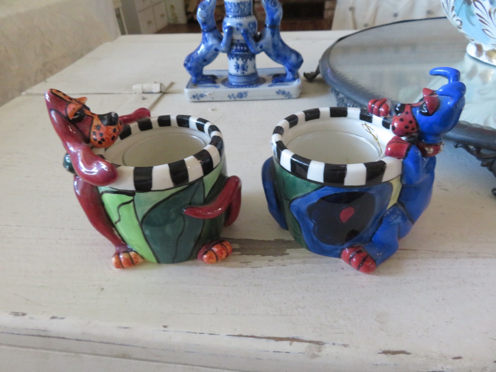 Adorable Pair SWAK Lynda Corneille DOGS Candle Holder Never Used Tealights