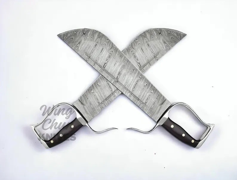 Damascus Steel Wing Chun Butterfly Knives, Display Props – Martial Arts Inspired