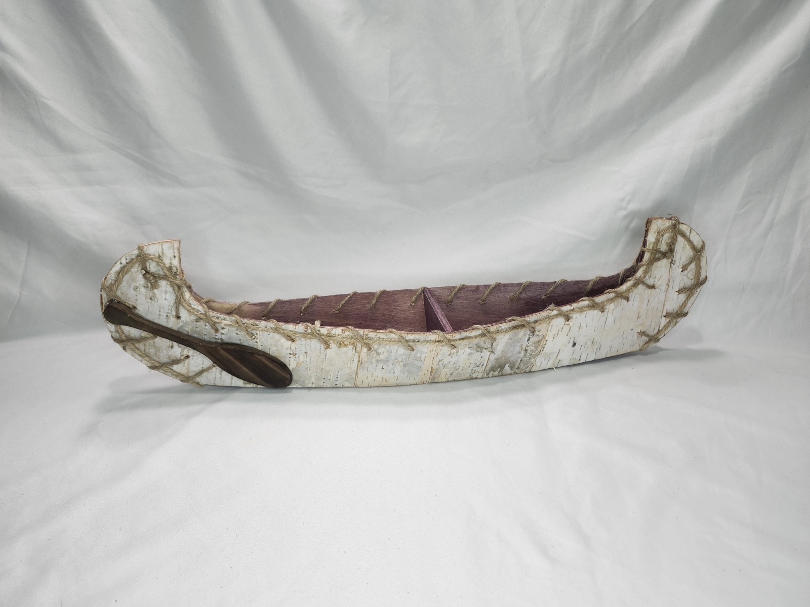 Vintage Primitive Birch Indian Canoe  21 inch  Decoration Handmade