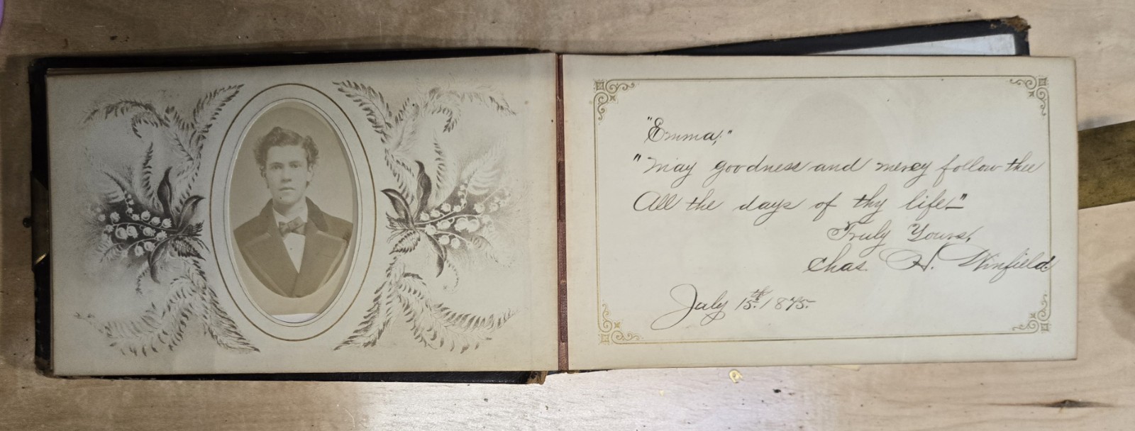 1874 Harding Photo Autograph Album 15 CDV Cards NY Emma Hulst Rare Misprint