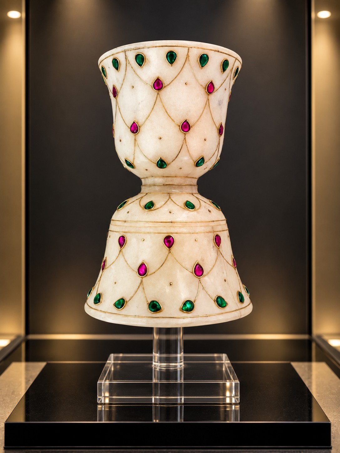 Islamic Mughal Hard Stone Spitton  Studded  With Semi Precious Stones 