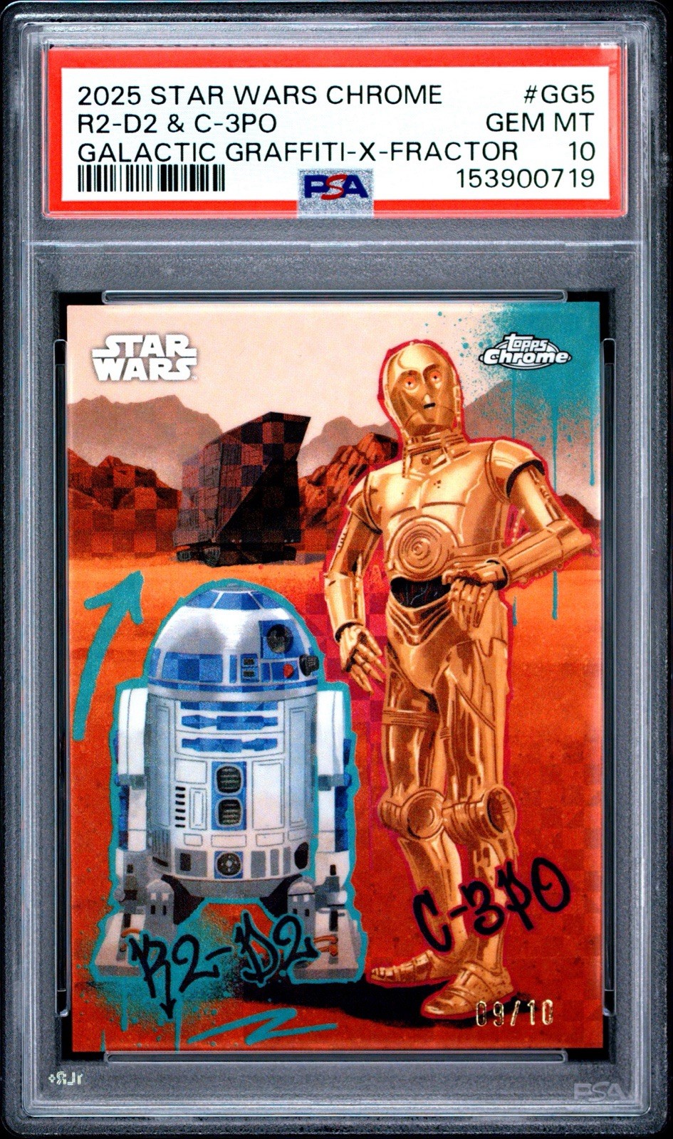 Topps 2025 Star Wars Chrome #GG5 C-3PO & R2-D2 X-Fractor /10 PSA 10 Graffiti