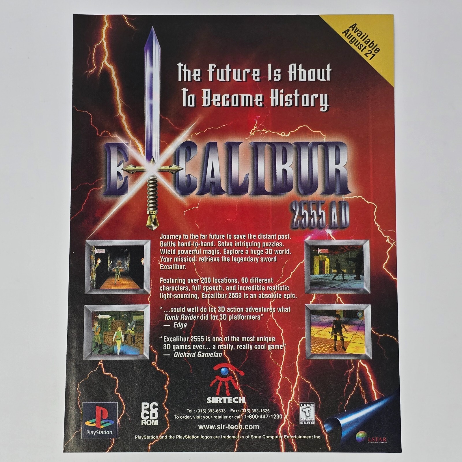Excalibur 2555 AD Sony PlayStation 1 PS1 PC The Future Print Ad/Poster Promo Art