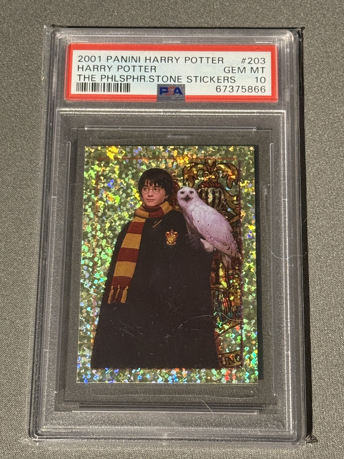 2001 Panini Harry Potter and the Philosophers Stone Stickers Hedwig #203 PSA 10