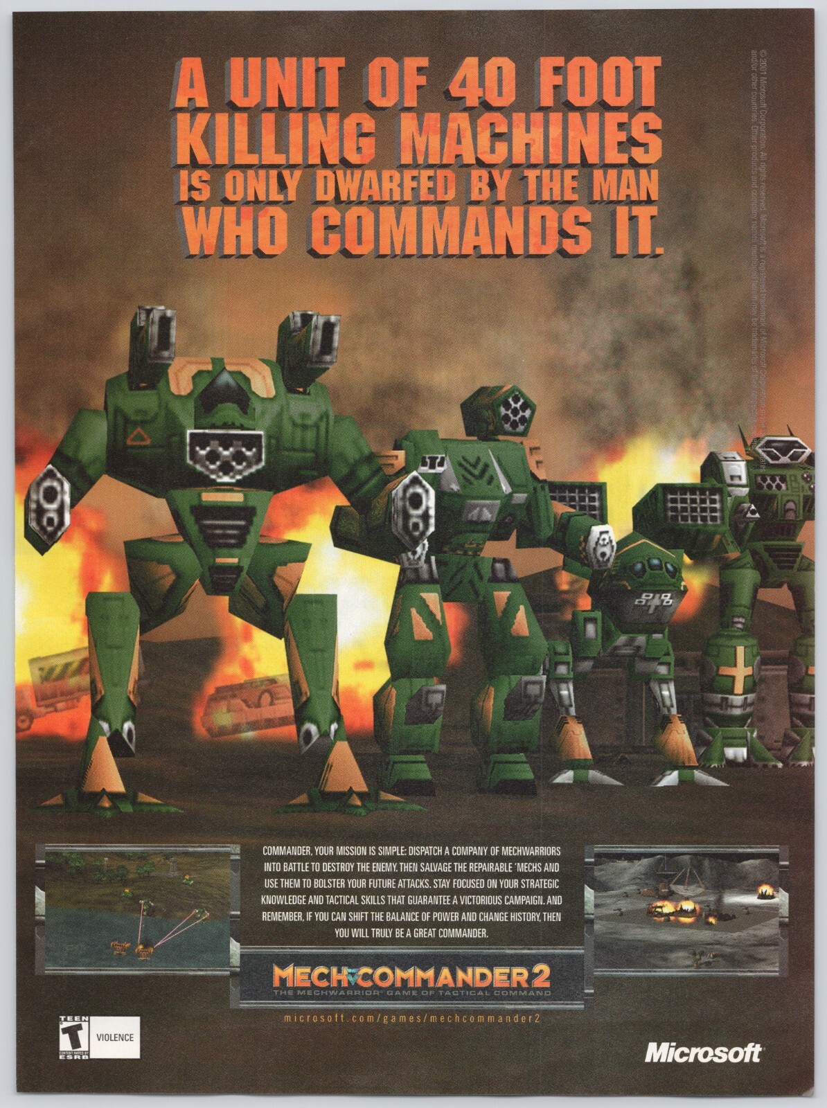 MechCommander 2 Mech Commander - PC - Original Print Ad/Poster Promo 2001