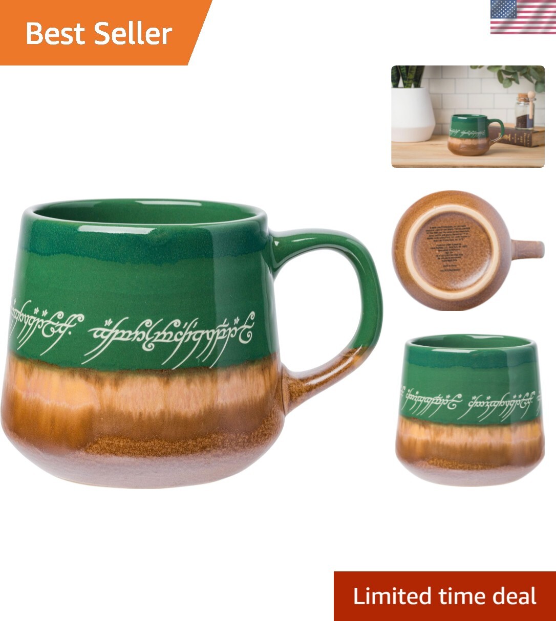 Elven Text High Gloss 18oz Pottery Mug – Lord of The Rings Collector\'s Delight