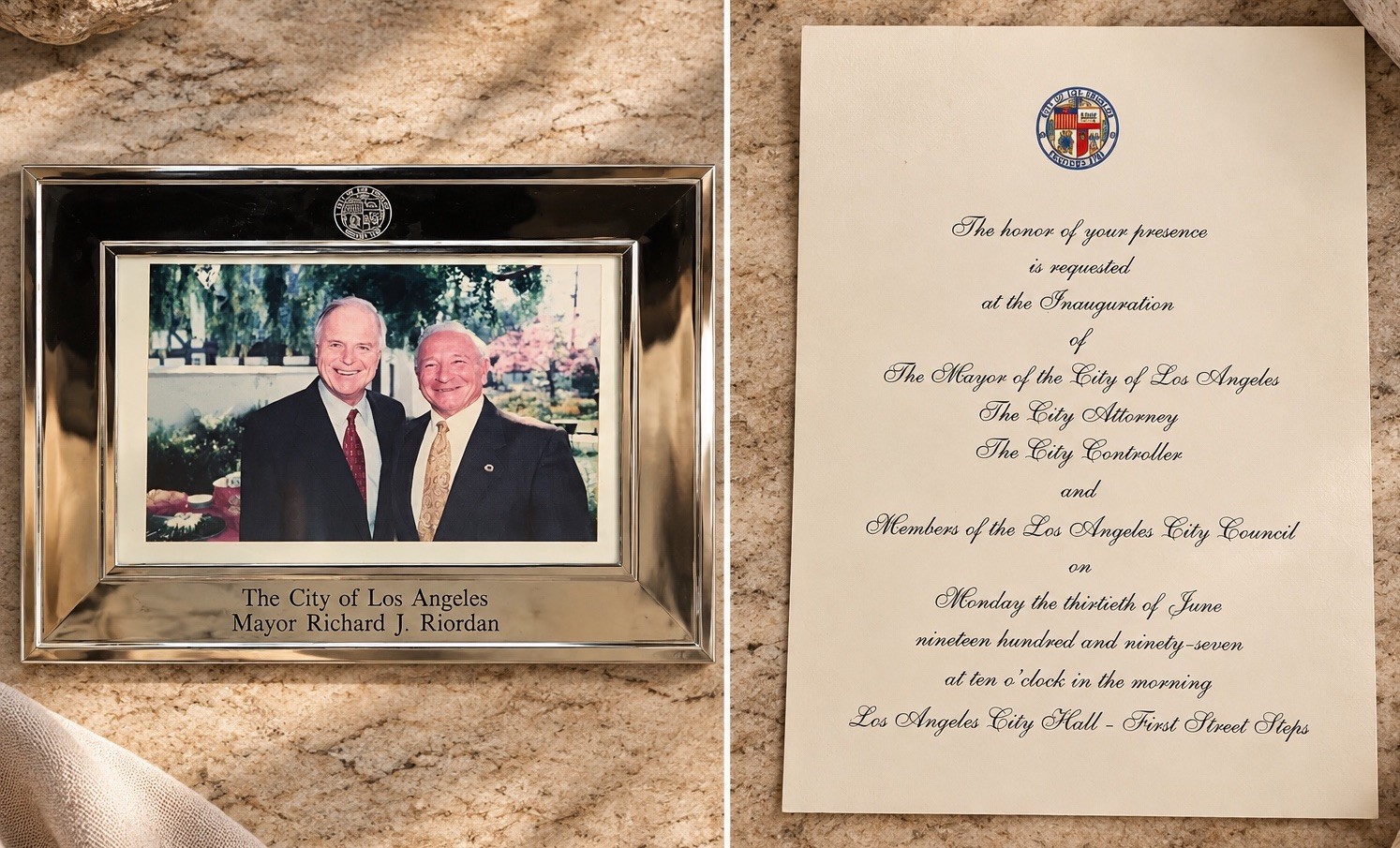 1997 City Of Los Angeles Historical Inauguration Invitation Frame Photo Riordan