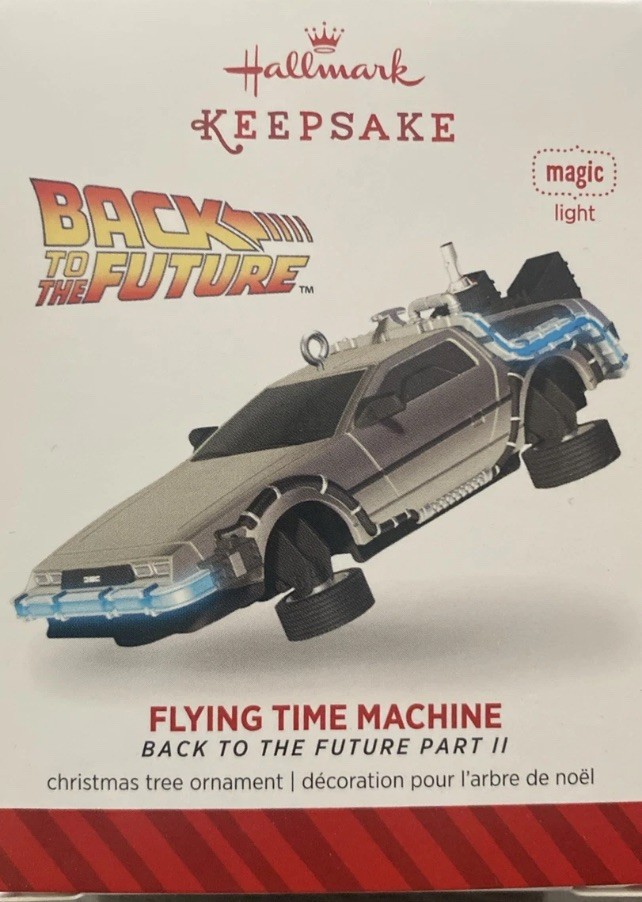 Hallmark 2014 Flying Time Machine Back to the Future Part II Delorean Ornament
