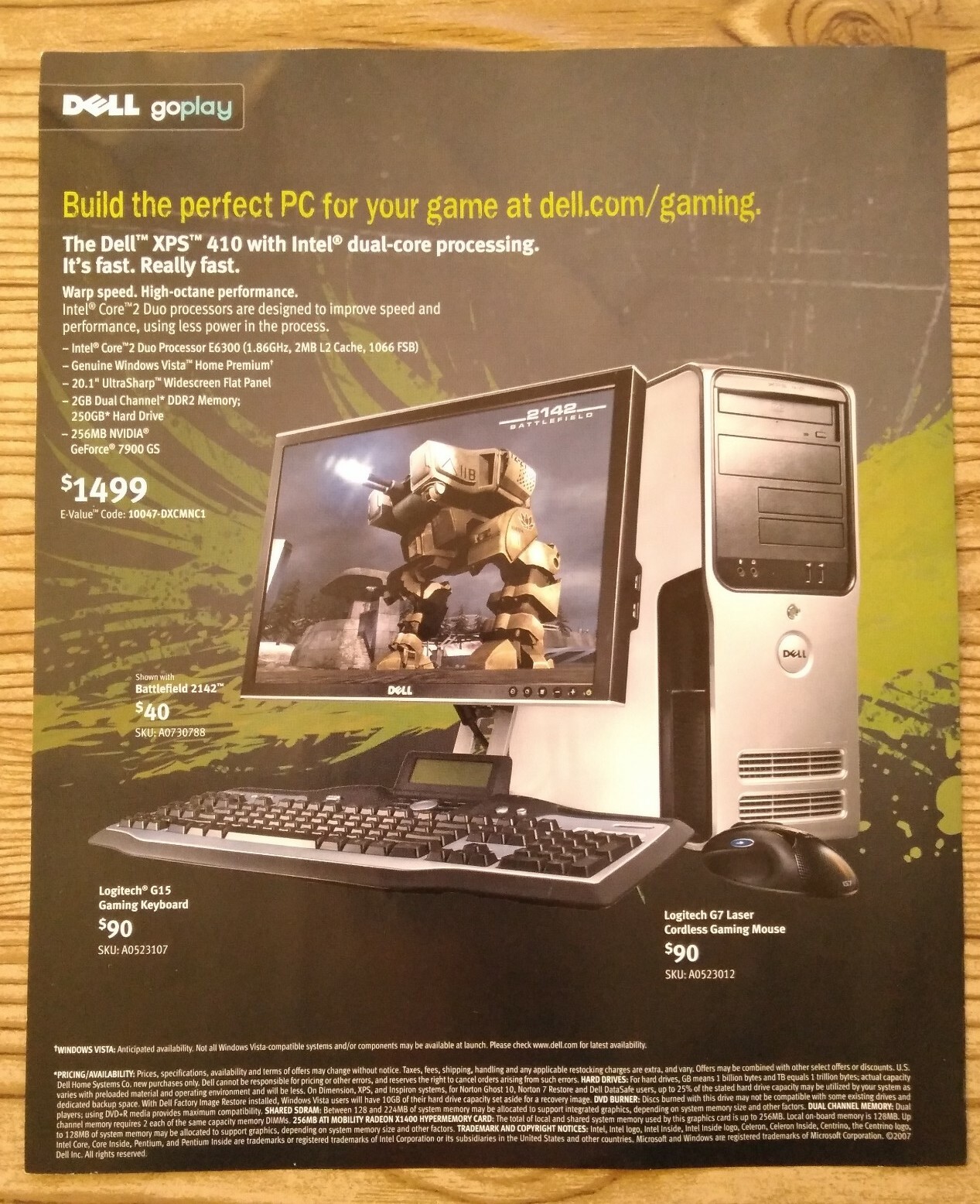 2007 DELL XPS 410 Gaming PC Print Ad/Poster Official 2142 Battlefield Promo Art