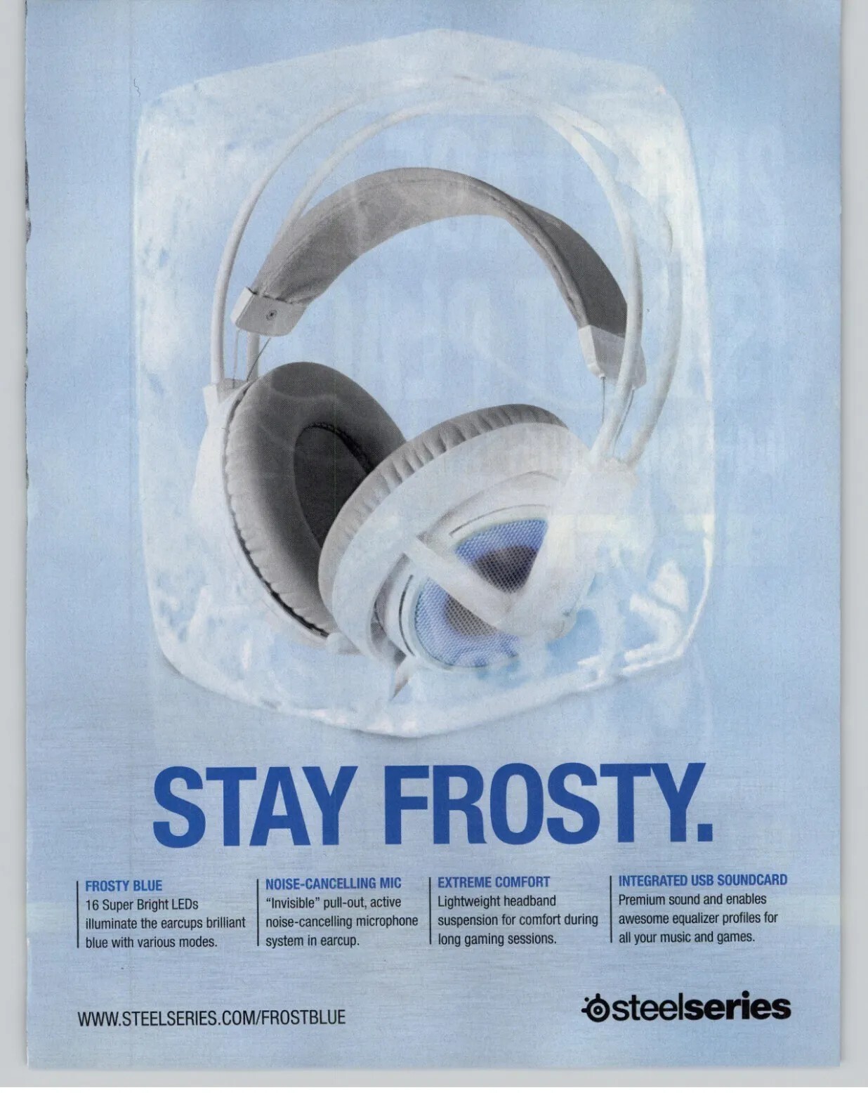 2012 Steelseries Frost Blue Gaming Headset In Ice Photo Magazine Print Ad 