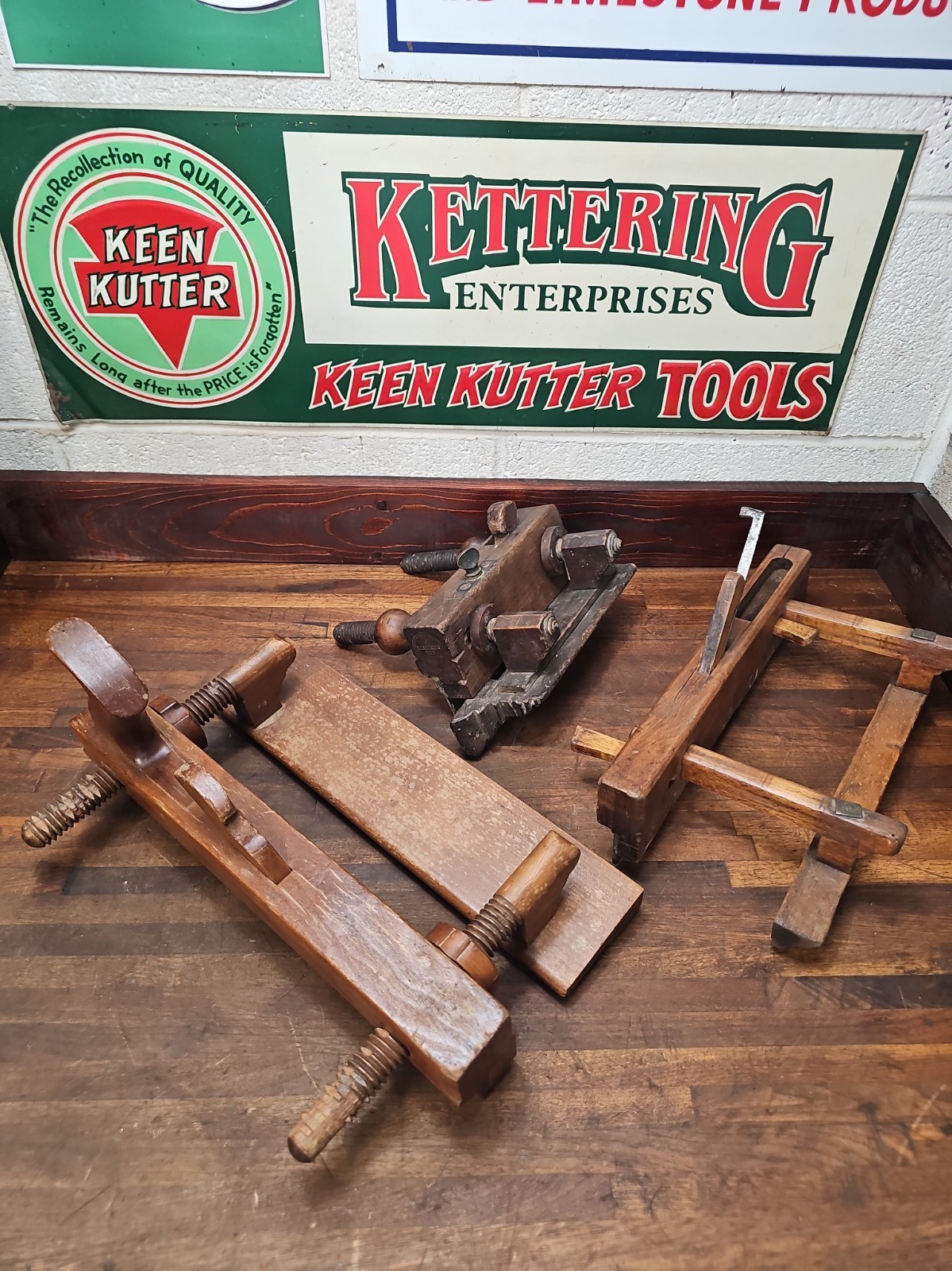 P112- 3 Antique Wood Planes for Parts or Restore incld. EW Carpenter