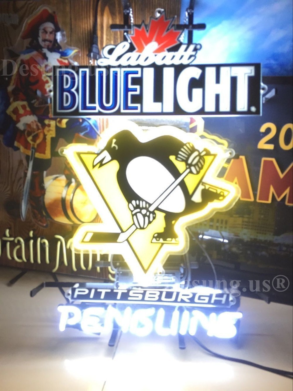 Pittsburgh Penguins Labatt Blue Beer Neon Sign Light Lamp 24\