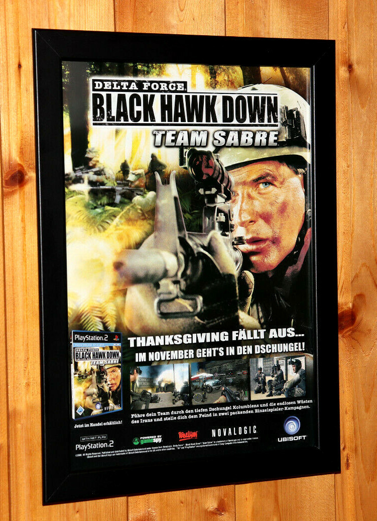 Delta Force Black Hawk Down – Team Sabre Small Poster / Old Ad Page Framed PS2