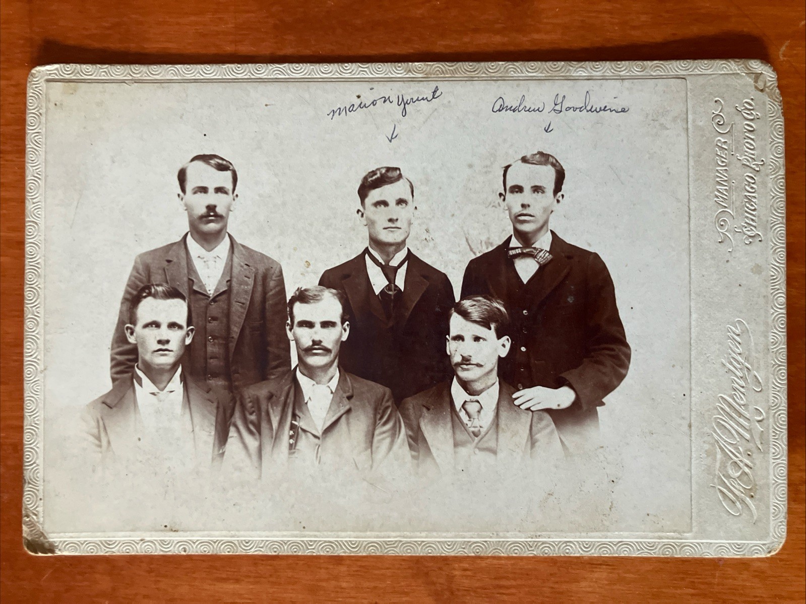 Group Of 6 Men 2 ID\'d Antique Photo Cabinet Card Chicago OH Yount Goodwine