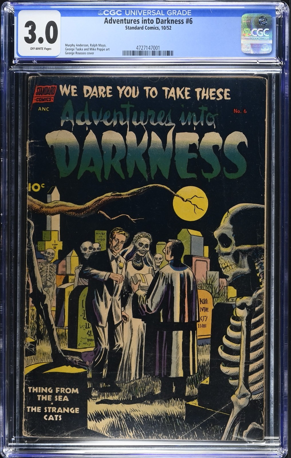 Adventures Into Darkness 6 CGC 3.0 SKELETON BRIDE WEDDING 1952 Standard Comics💀