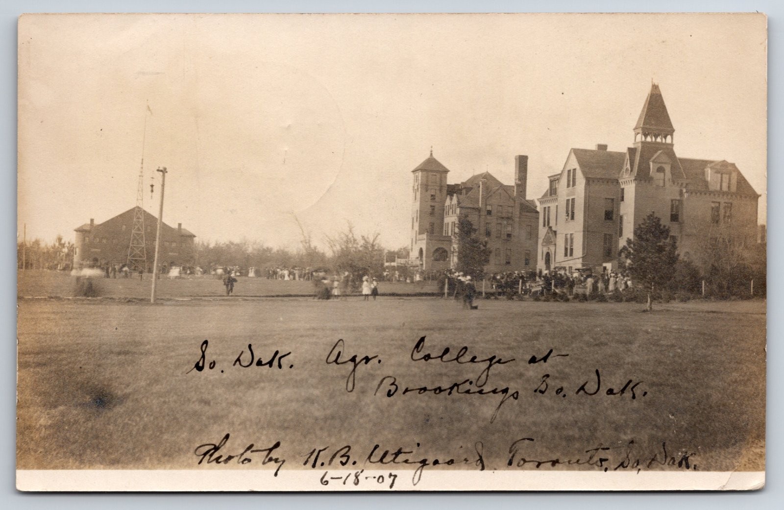 Brookings South Dakota Agricultural College Campus Students Real Photo RPPC