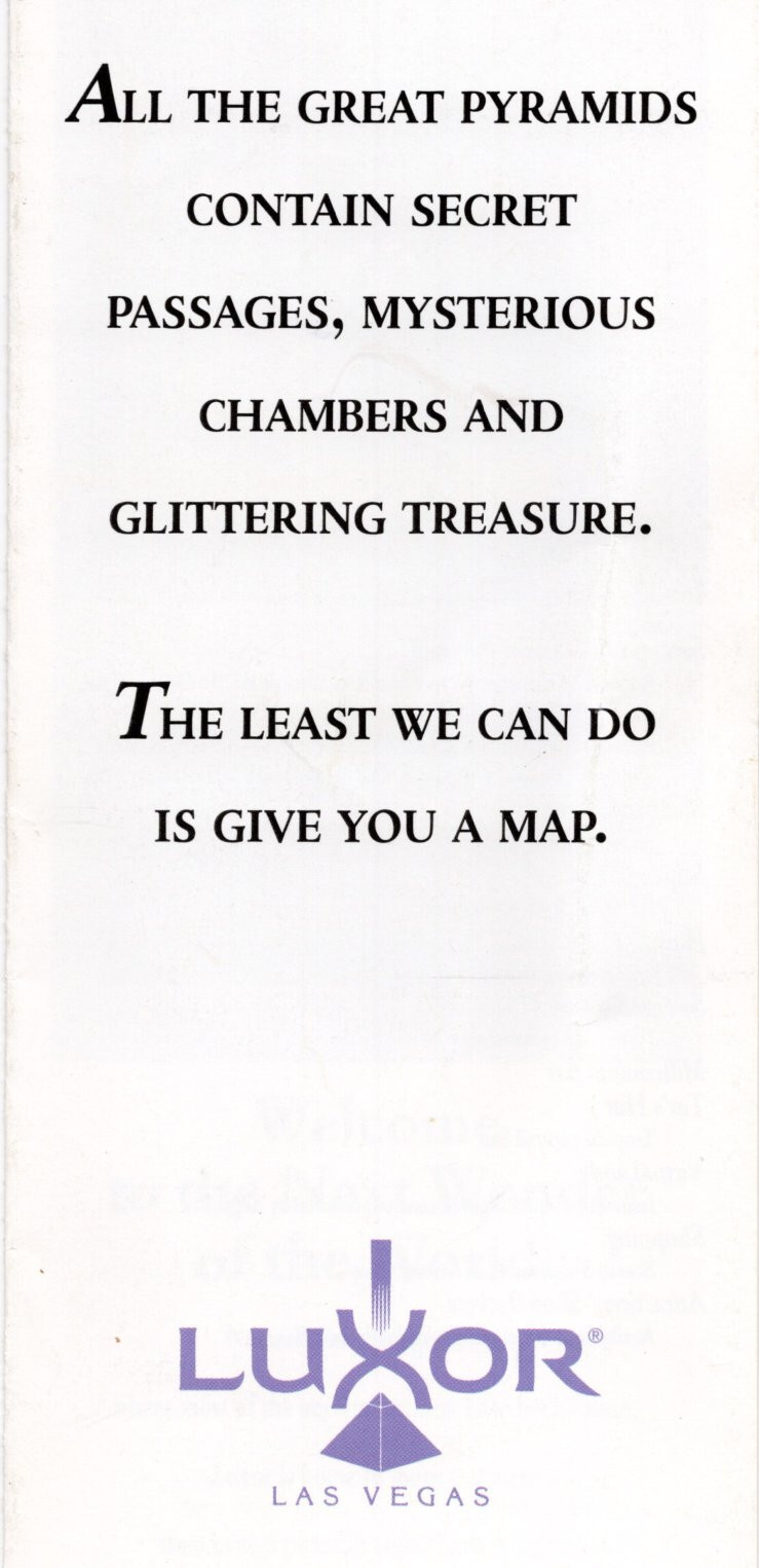 1994 Luxor Casino Las Vegas Nevada Map & Information Brochure, Pyramid, King Tut