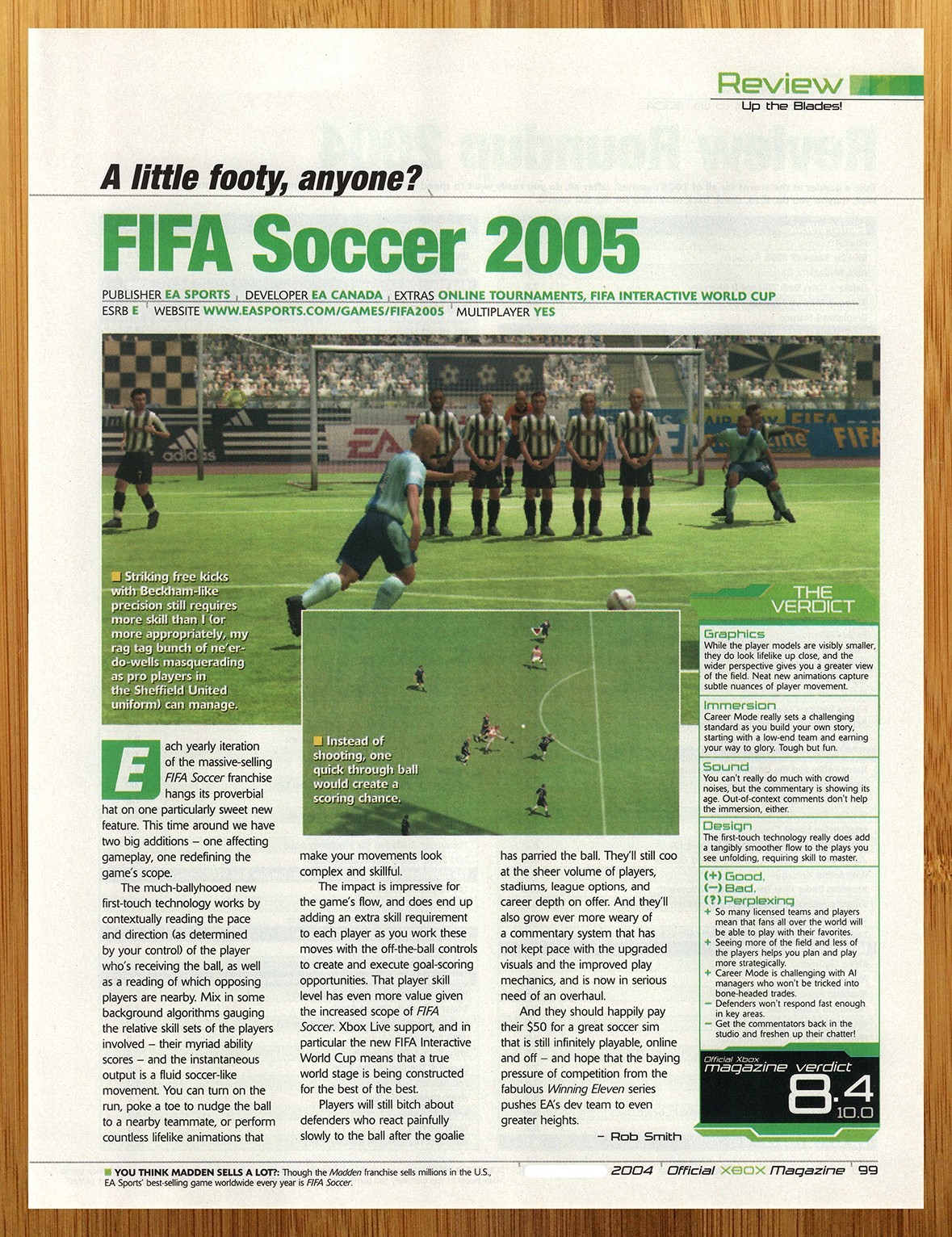 2004 FIFA Soccer 2005 Xbox PS2 REVIEW Print Ad/Poster Authentic Video Game Art