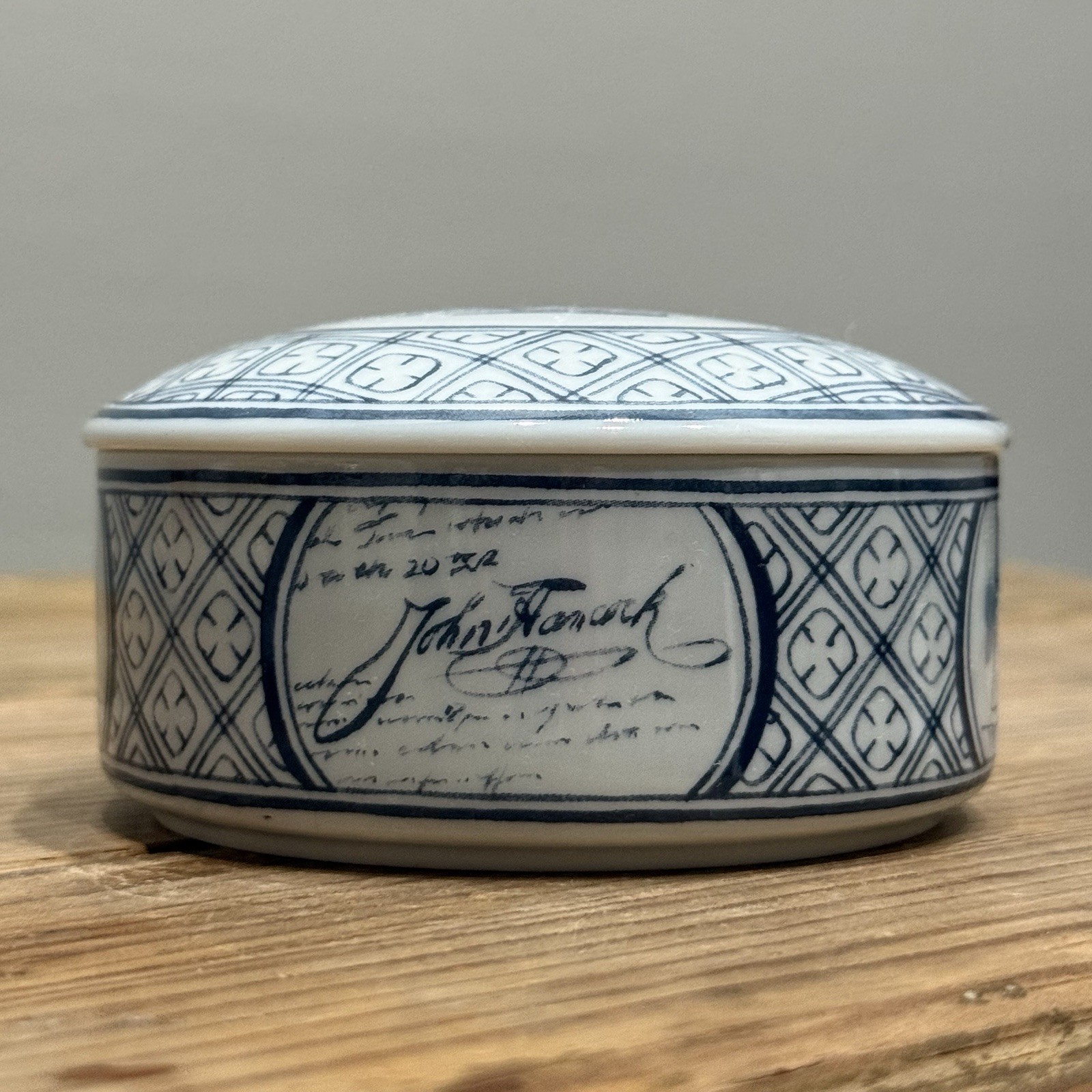 Tiffany & Co Bank of Boston Porcelain Trinket Box Vintage Blue White Eagle Japan
