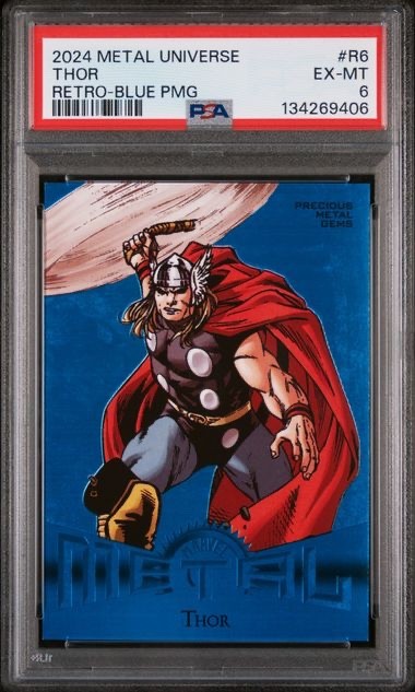 2024 Marvel Metal Avengers Thor Retro Blue PMG #R-6 /50 Precious Metal Gems