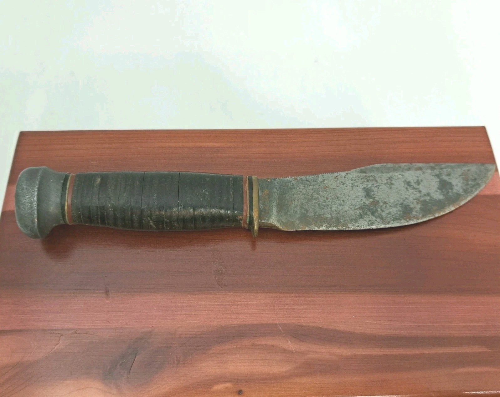 Marbles Gladstone Mich PAT 1916 Woodcraft Stacked Leather Knife 1920s Knife