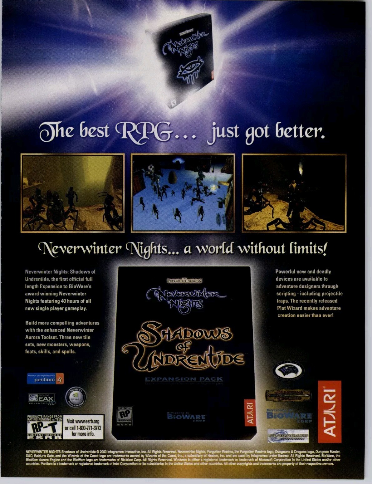 Neverwinter Nights: Shadows of Undrentide PC 2003 Print Ad/Poster Official RPG