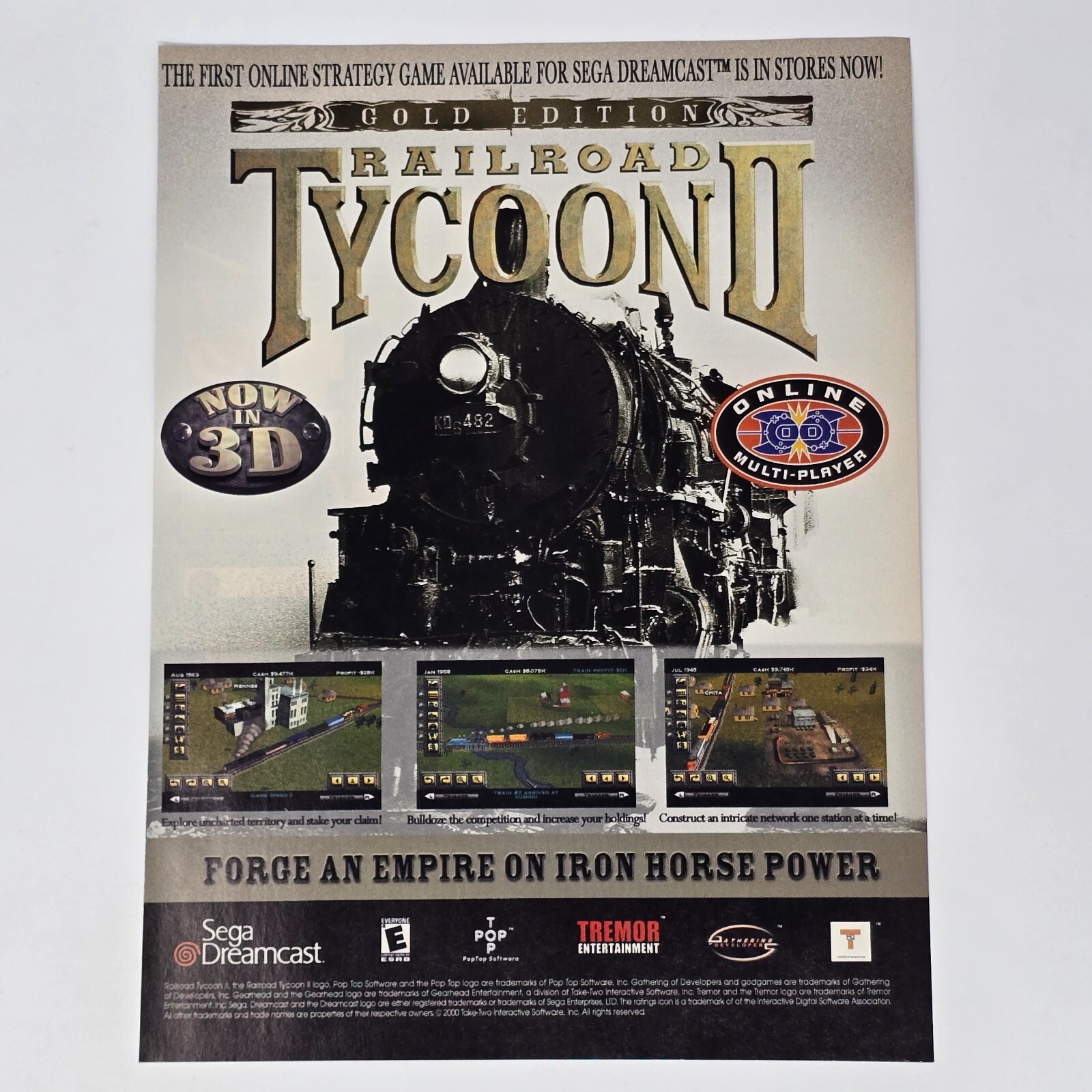 Railroad Tycoon Gold Edition Sega Dreamcast Horsepower Print Ad/Poster Promo Art