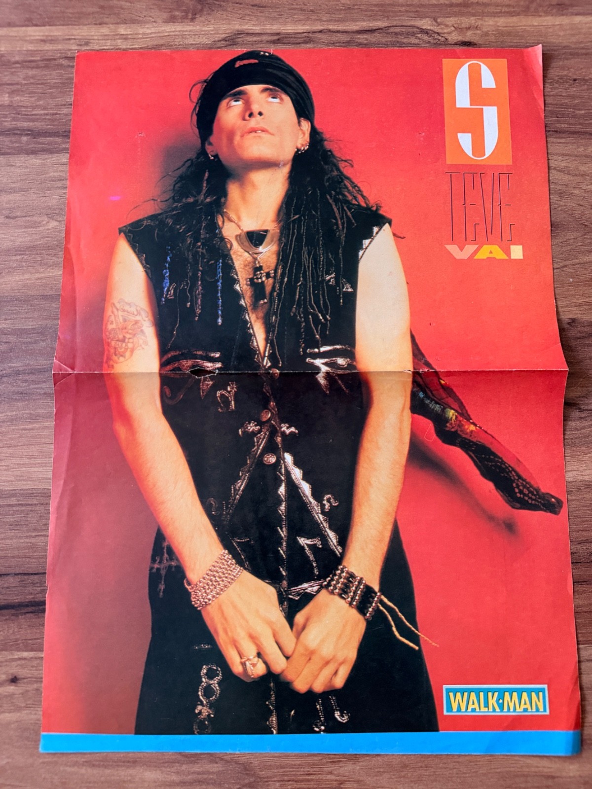 Steve Vai Vintage Original Walkman Turkish Magazine Poster Rare Guitar Legend