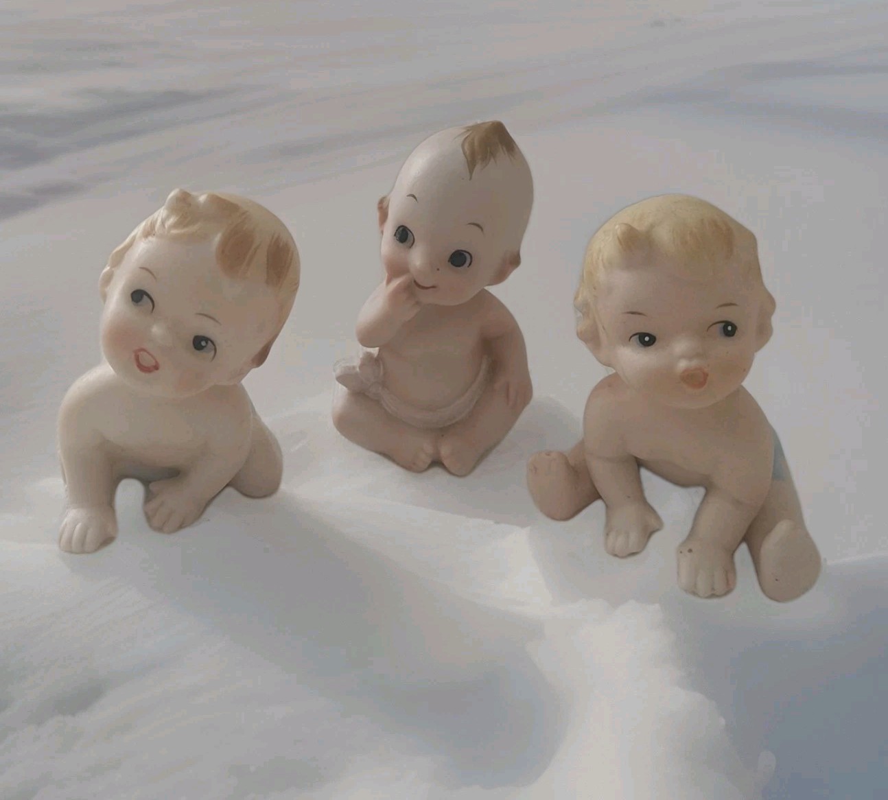 3 VTG BISQUE PORCELAIN KEWPIE Figurine Japan Lefton Kelvins 3\