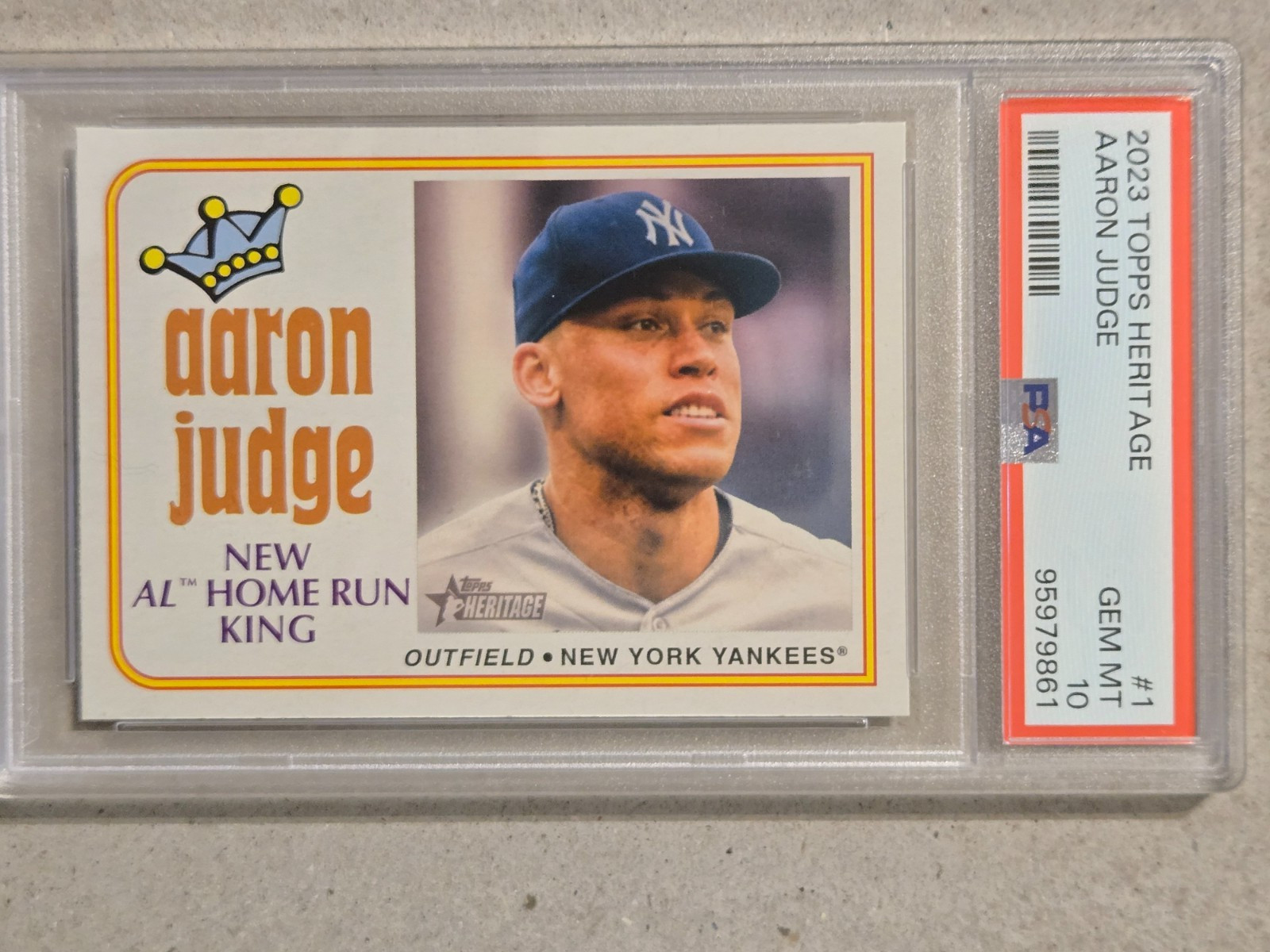 2023 TOPPS HERITAGE AARON JUDGE #1 HOME RUN KING CARD PSA 10 GEM MINT