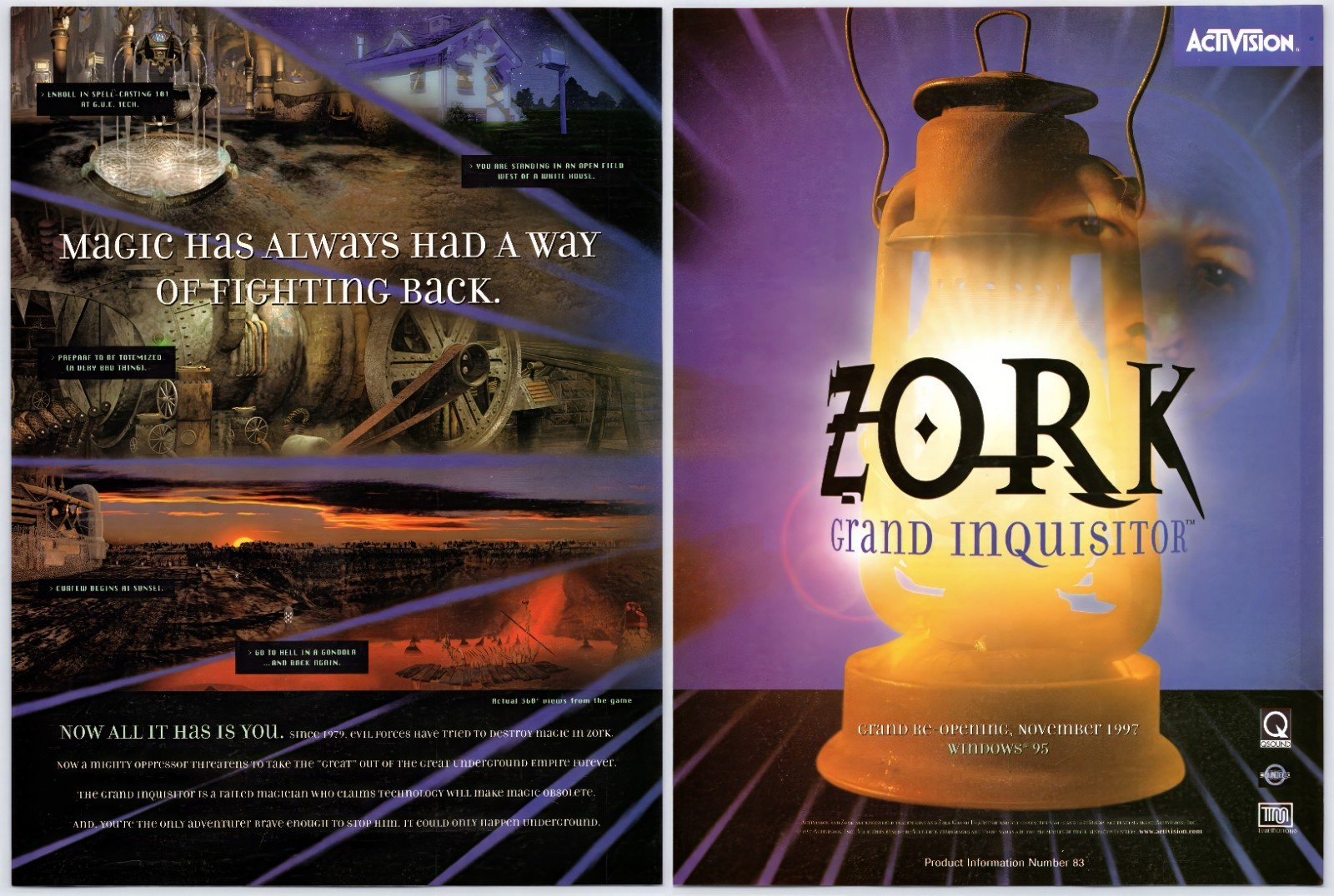 Zork Grand Inquisitor - PC Game - Vintage Original Ad - Promo - 90s Art - 1997