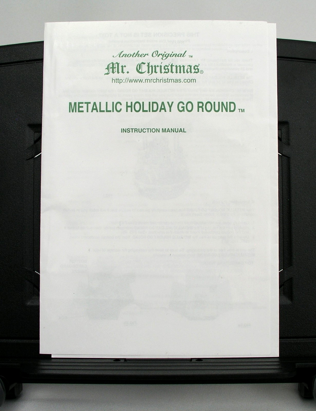 MR. CHRISTMAS METALLIC HOLIDAY GO ROUND INSTRUCTION MANUAL (ONLY MANUAL)