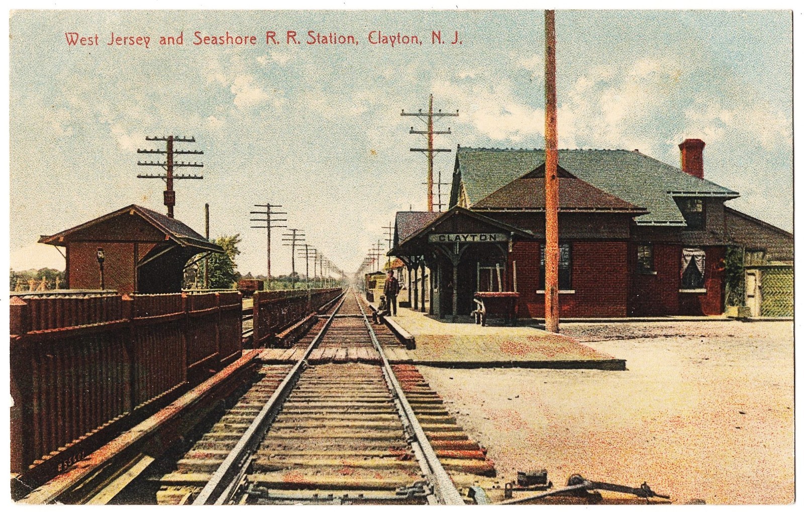 Clayton NJ - West Jersey And Seashore Railroad Station antique postcard