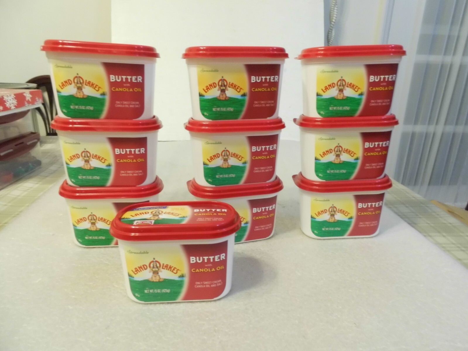 10 Empty Land O' Lakes 15 OZ. Plastic Butter Tubs W/Discontinued Logo