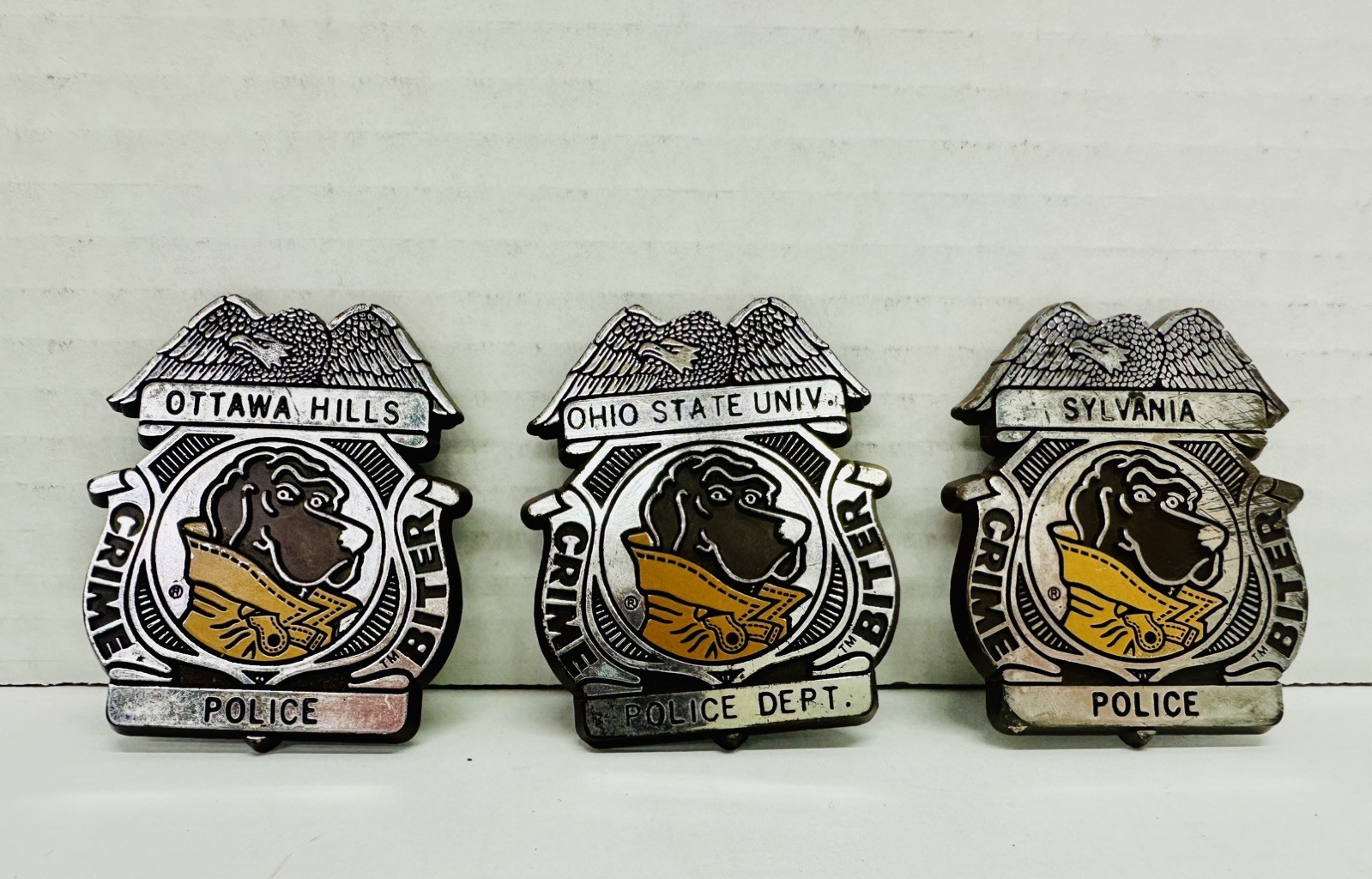 McGruff the Crime Dog Crime Biter Badge, Ohio Cities Set of 3