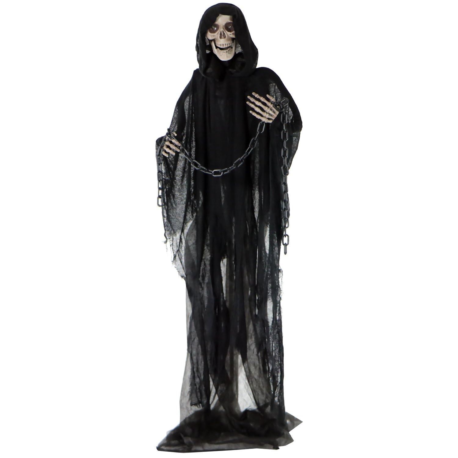 Life-Size Scary Grim Reaper Animatronic - Touch Activated Lights & Sounds, Hallo