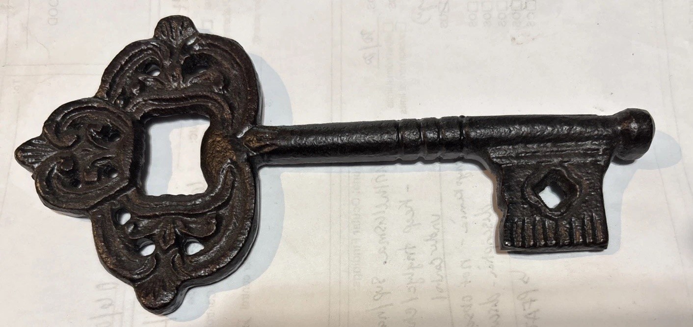 Victorian Master Door Cast Iron Skeleton Key. Decorative And Unique 6”