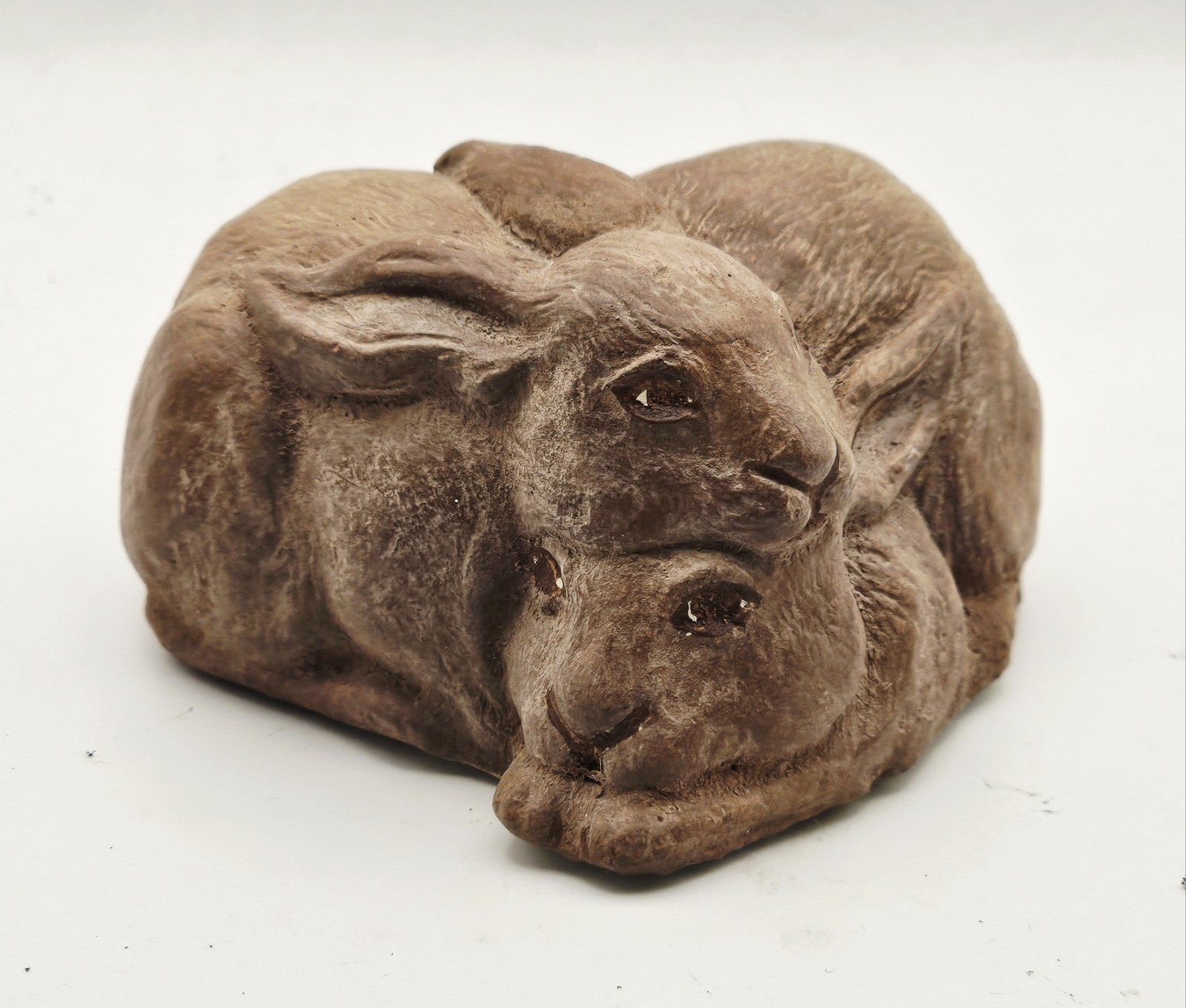 Cuddly Bunny Rabbits, Brown FIGURAL, VTG, SIGNED, HAND PAINTED