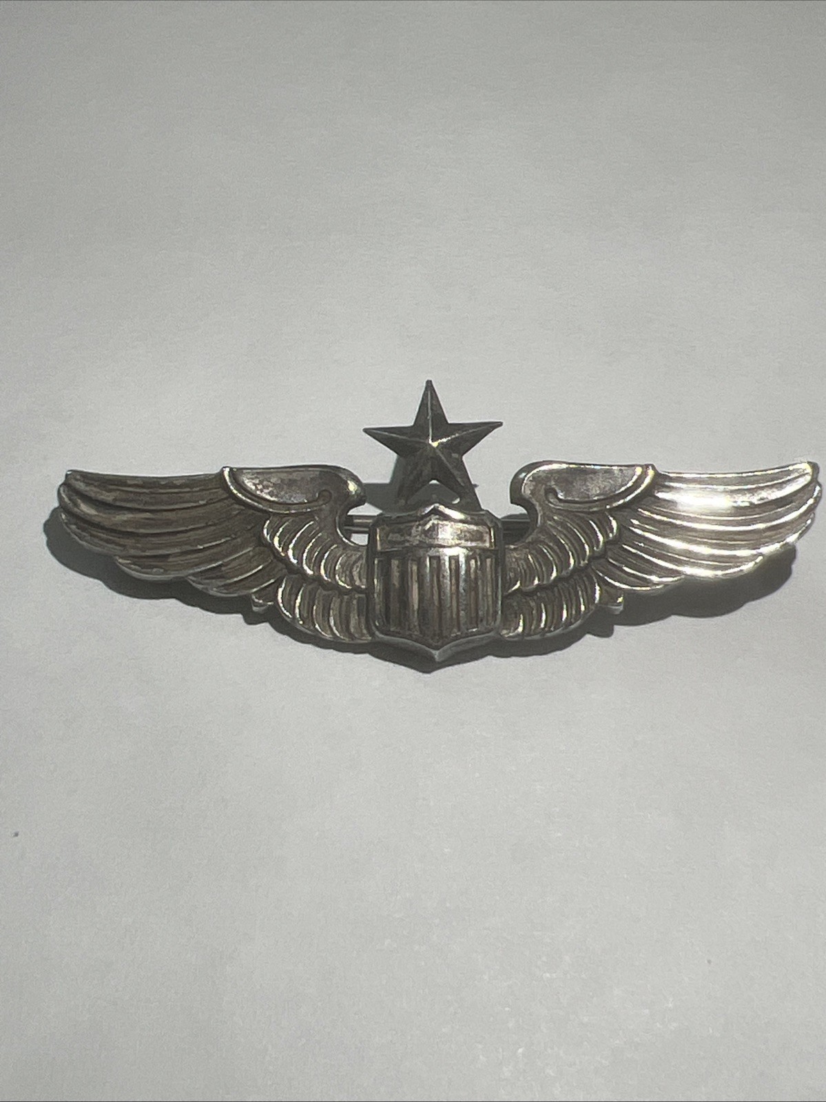 WWII Senior Pilot Wings Pin USAAF Sterling Silver