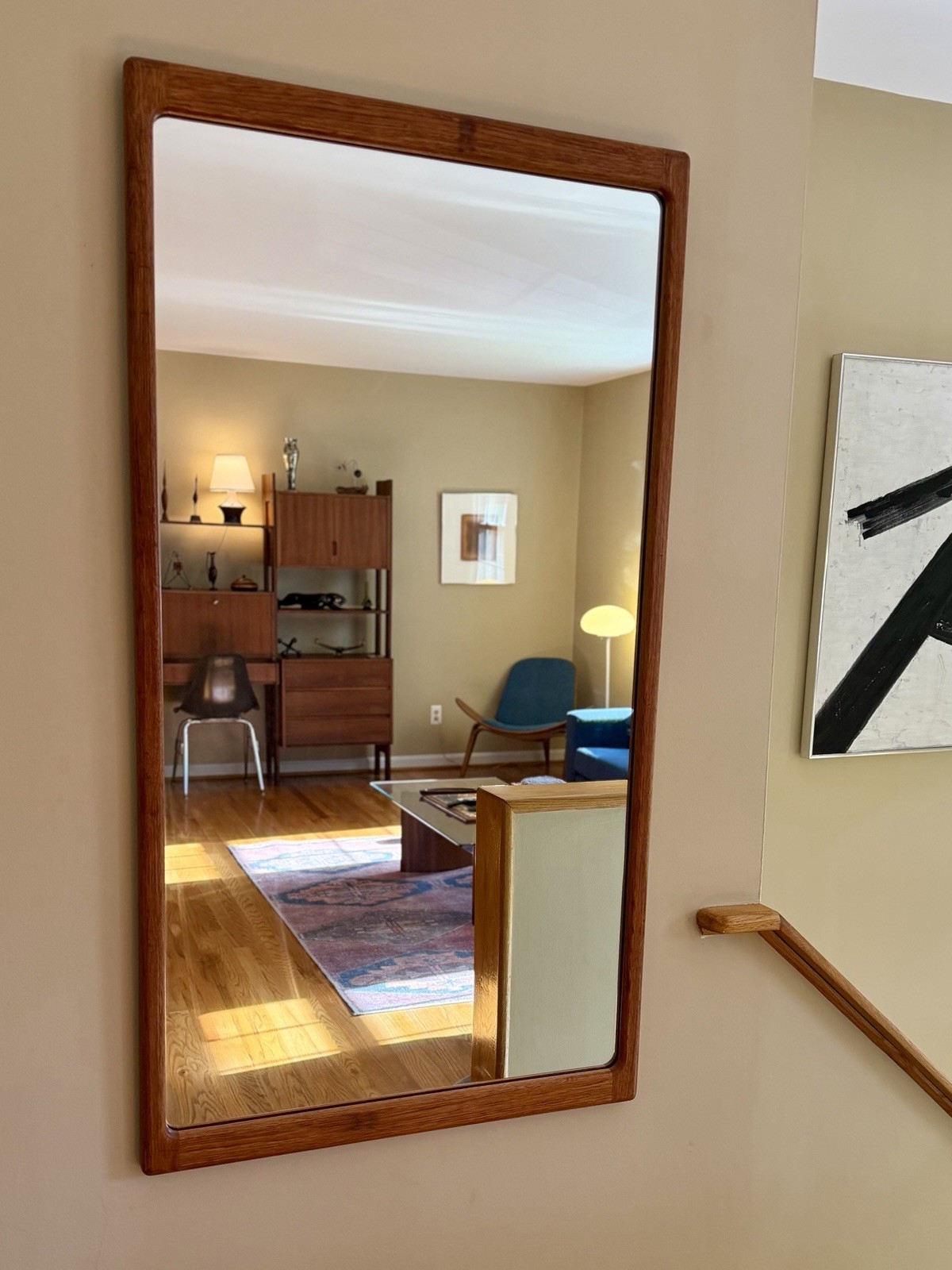 Vintage Danish Modern Teak Wall Mirror 51” x 27.5”
