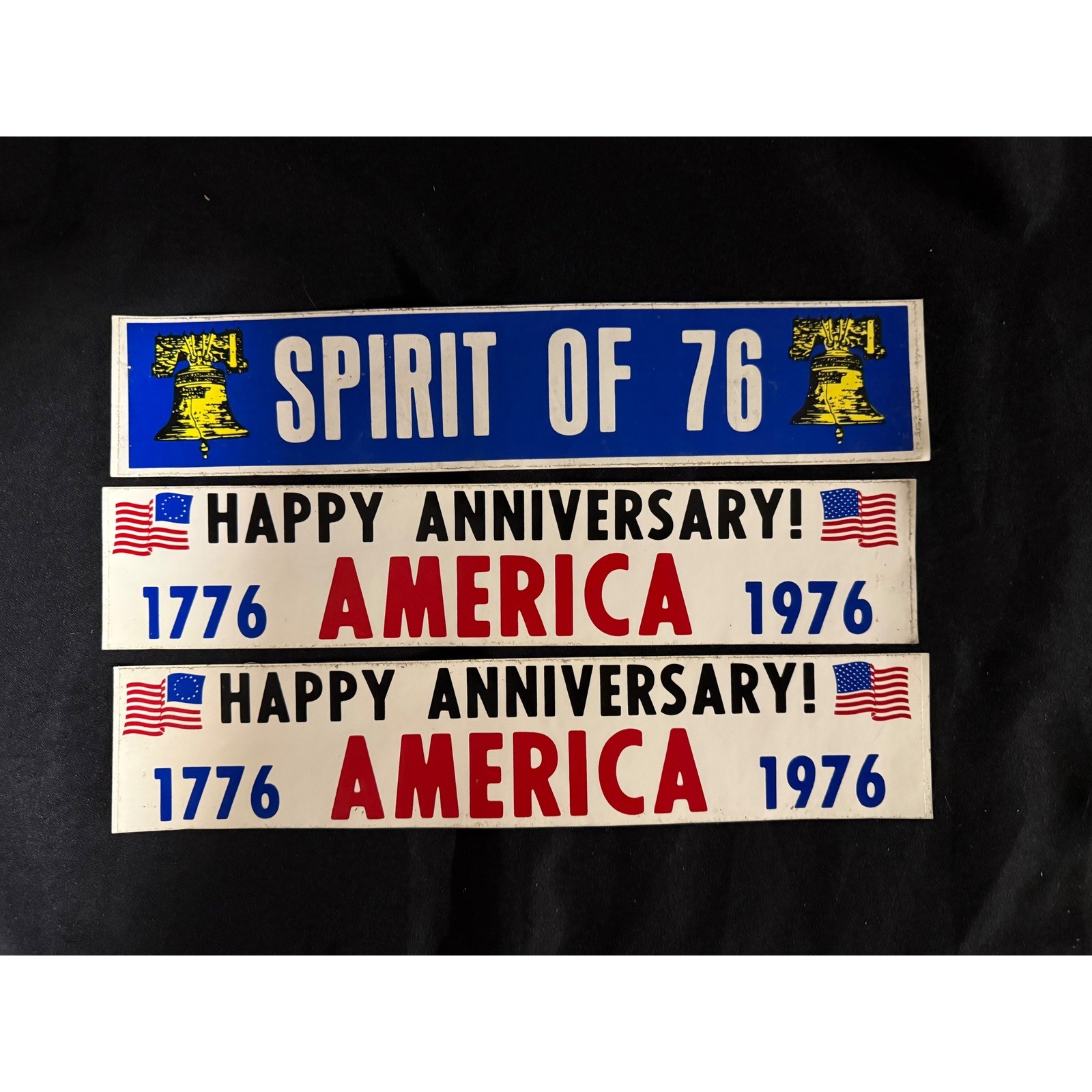 Vintage 1976 USA Bicentennial Bumper Stickers Spirit of 76 America Lot of 3