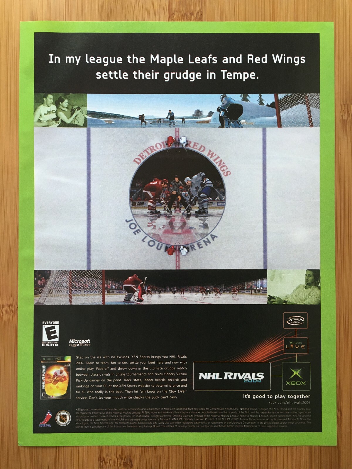 NHL Rivals 2004 Original Xbox Video Game Print Ad/Poster Official Hockey Pop Art
